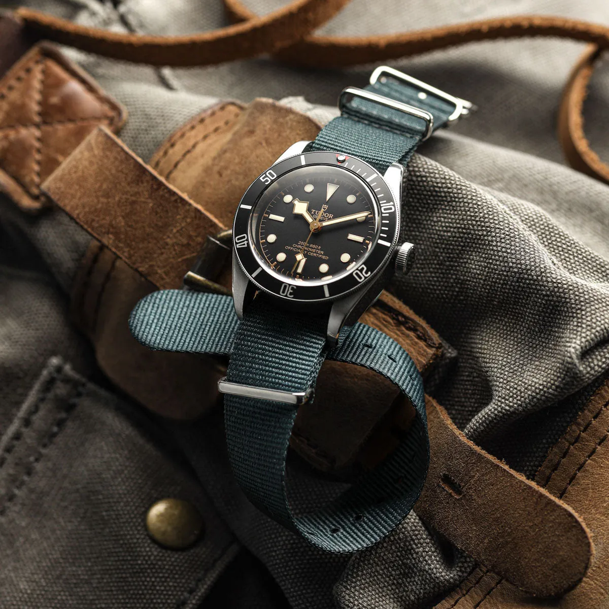 1973 British Military Watch Strap: CADET - Admiralty Grey, IP Black