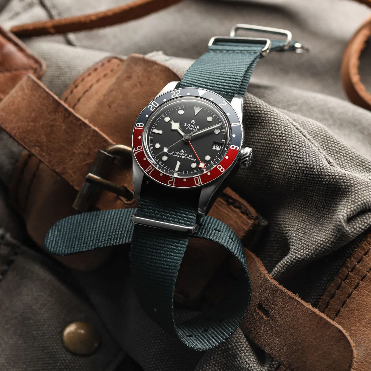 1973 British Military Watch Strap: CADET - Admiralty Grey, IP Black