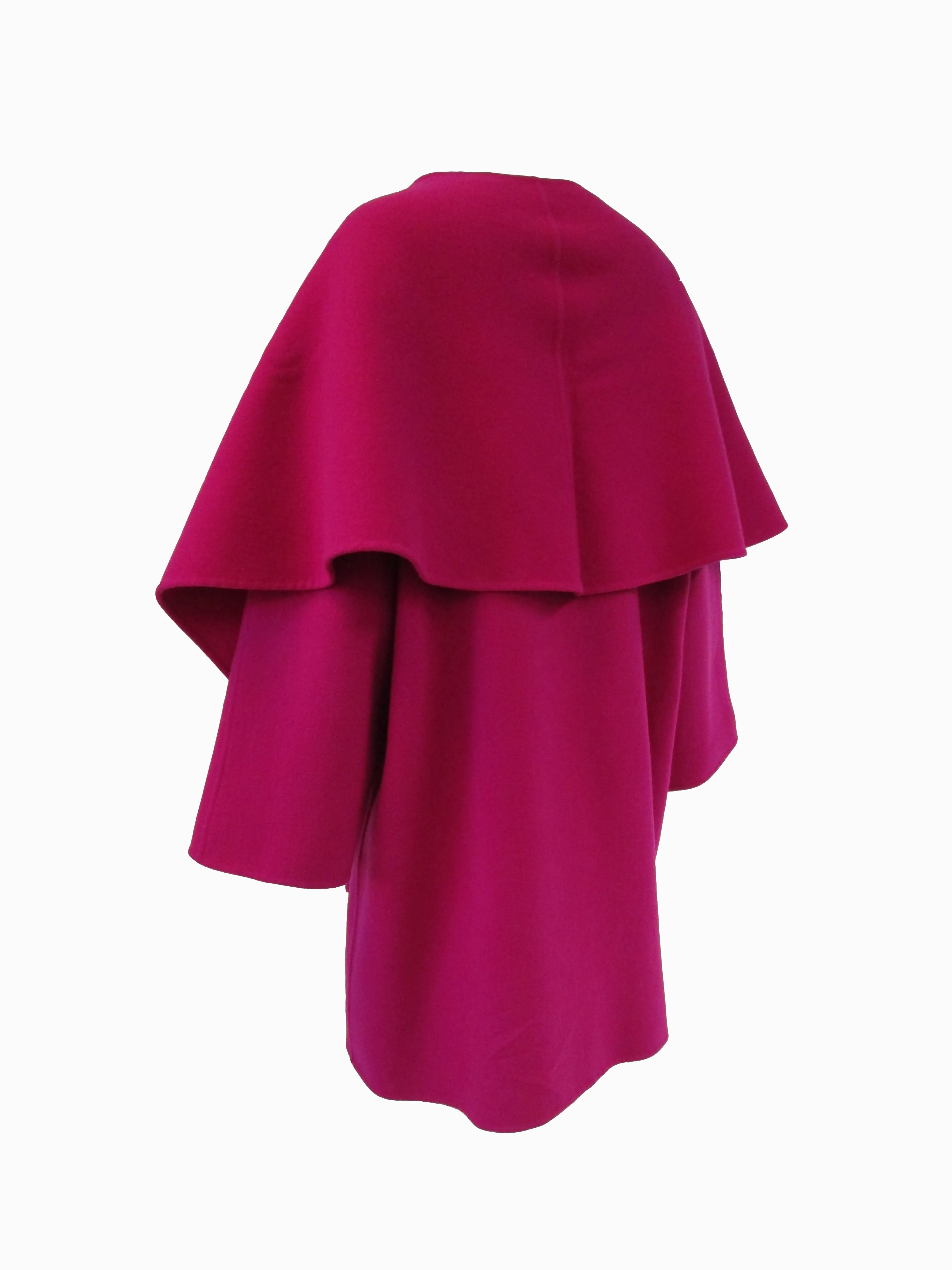 1980s Carolyne Roehm Fuschia Wool Oversized Coat and Shawl