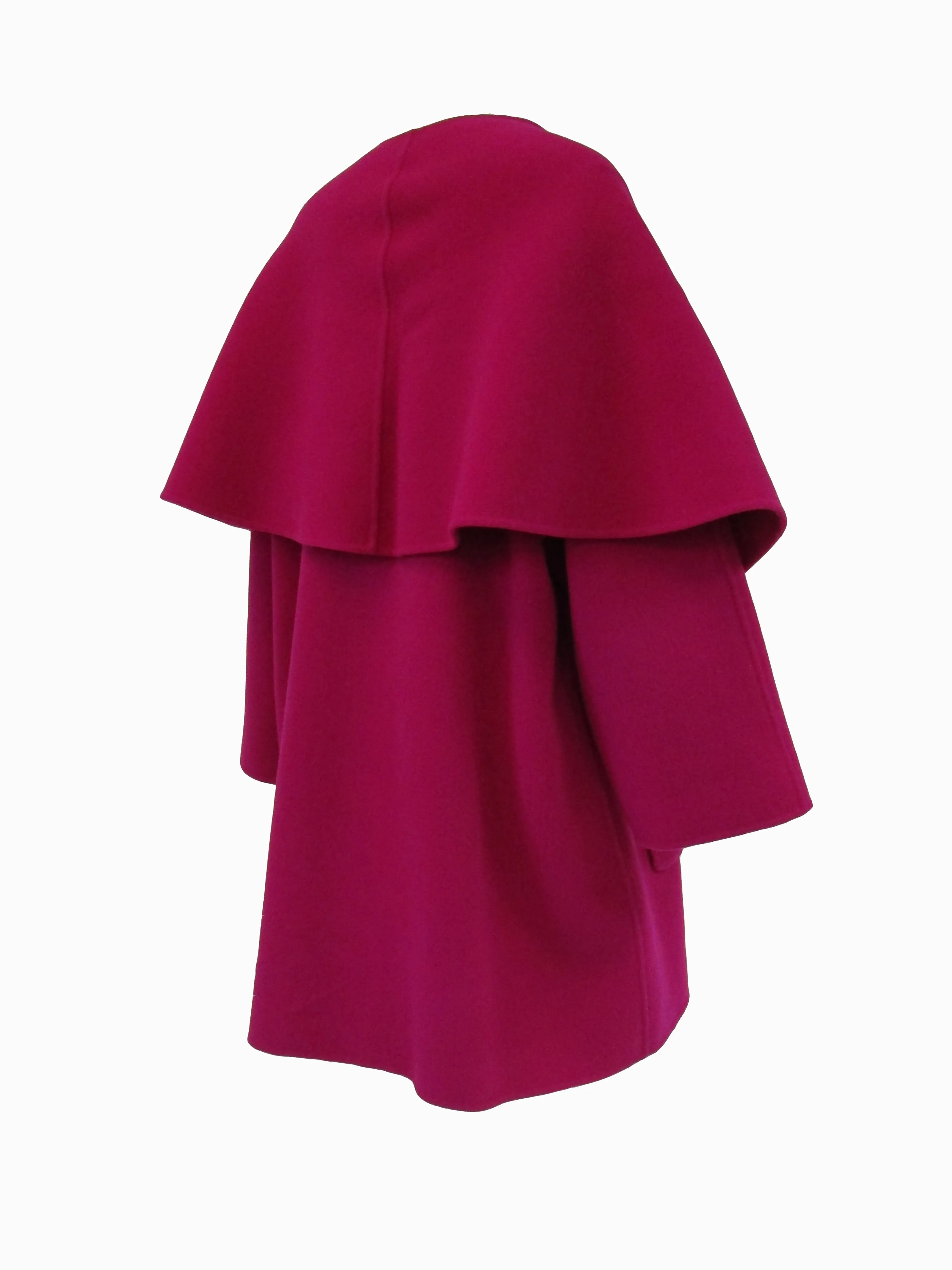1980s Carolyne Roehm Fuschia Wool Oversized Coat and Shawl