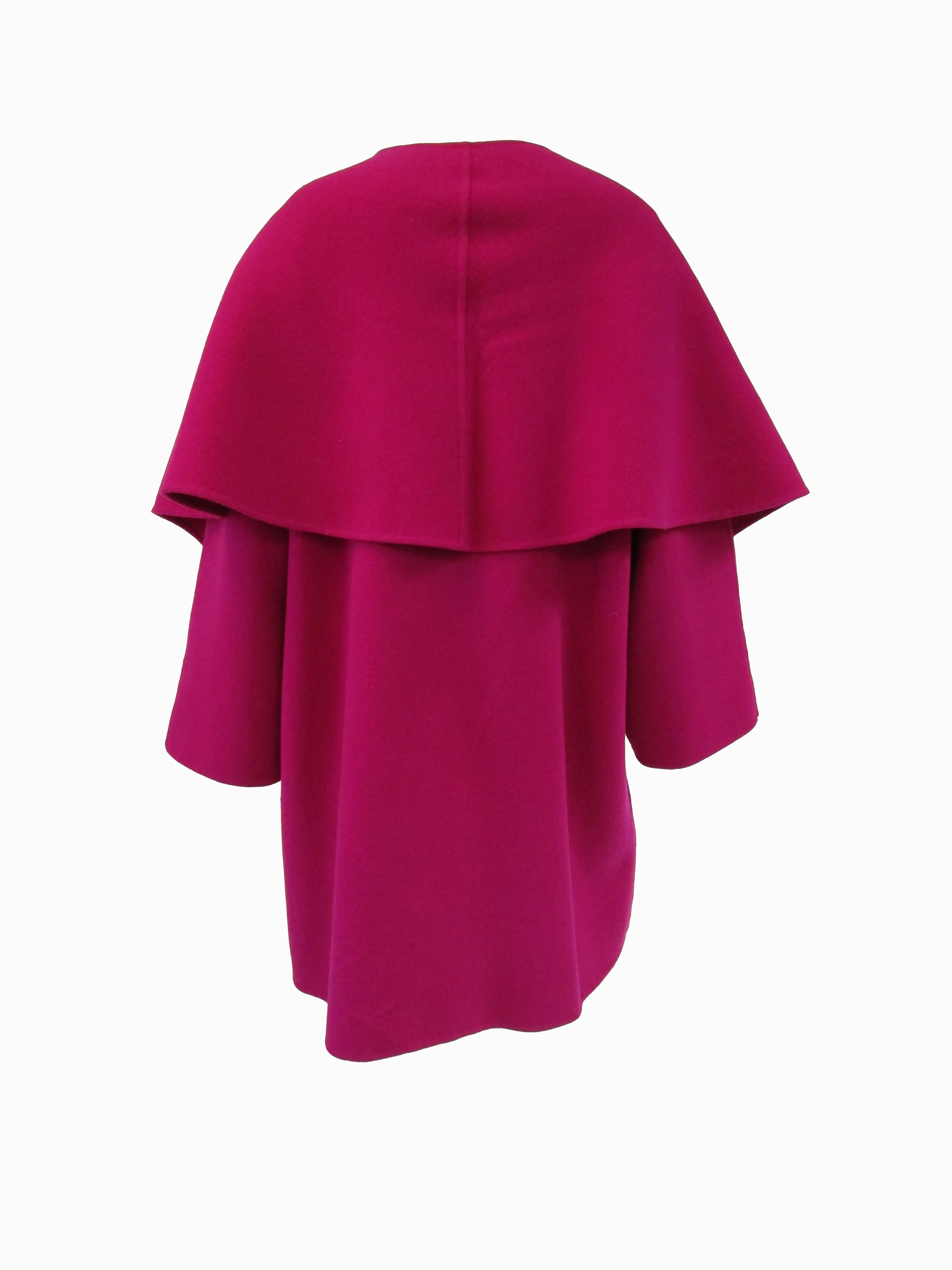 1980s Carolyne Roehm Fuschia Wool Oversized Coat and Shawl