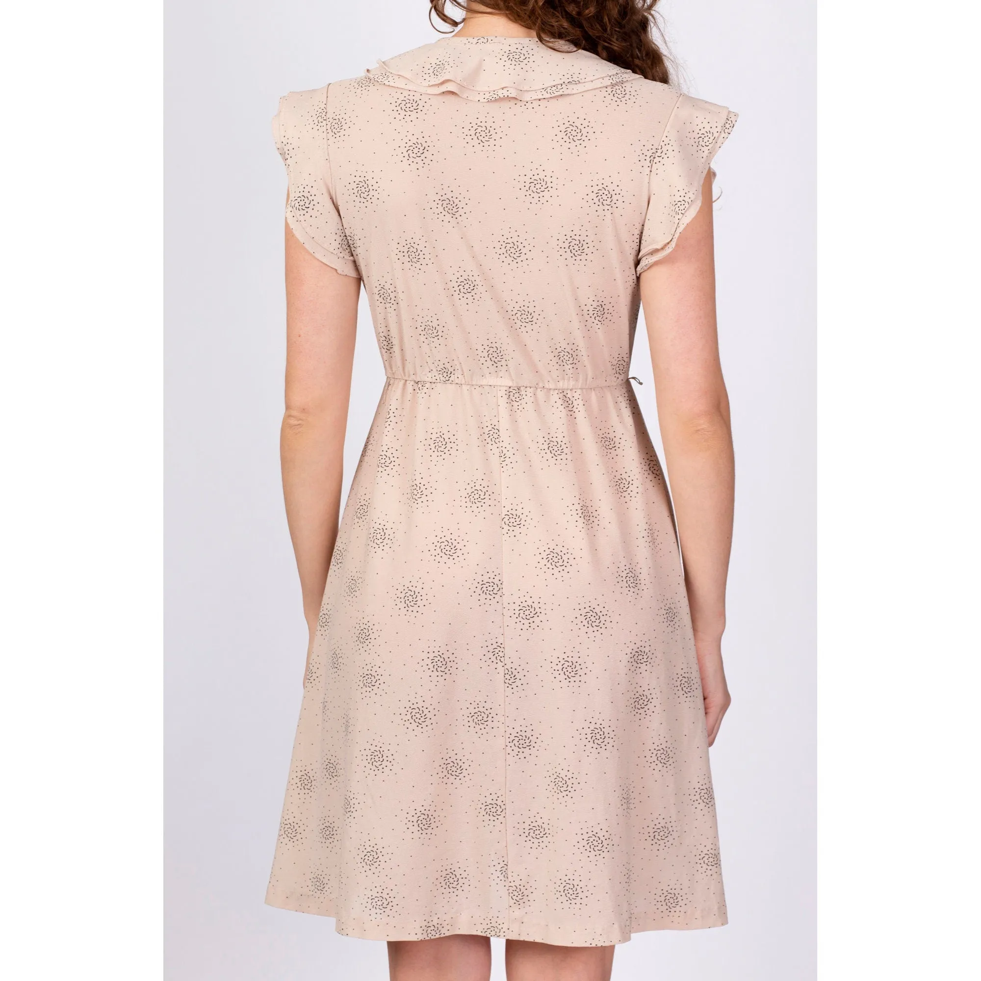 70s Does 1940s Style Pinwheel Mini Dress - Petite Small