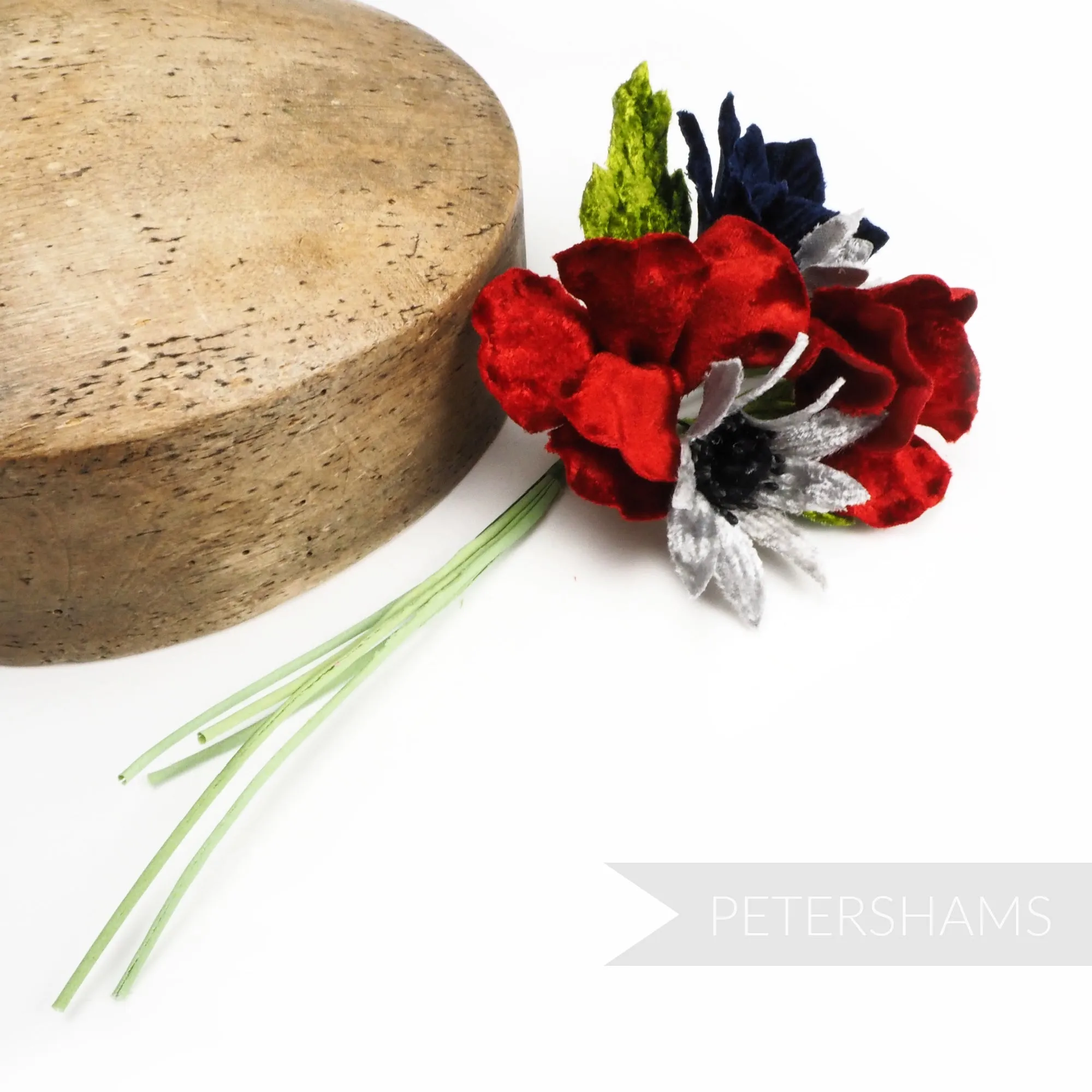 'Amelie' Vintage Velvet Flower Bunch Millinery Hat Mount