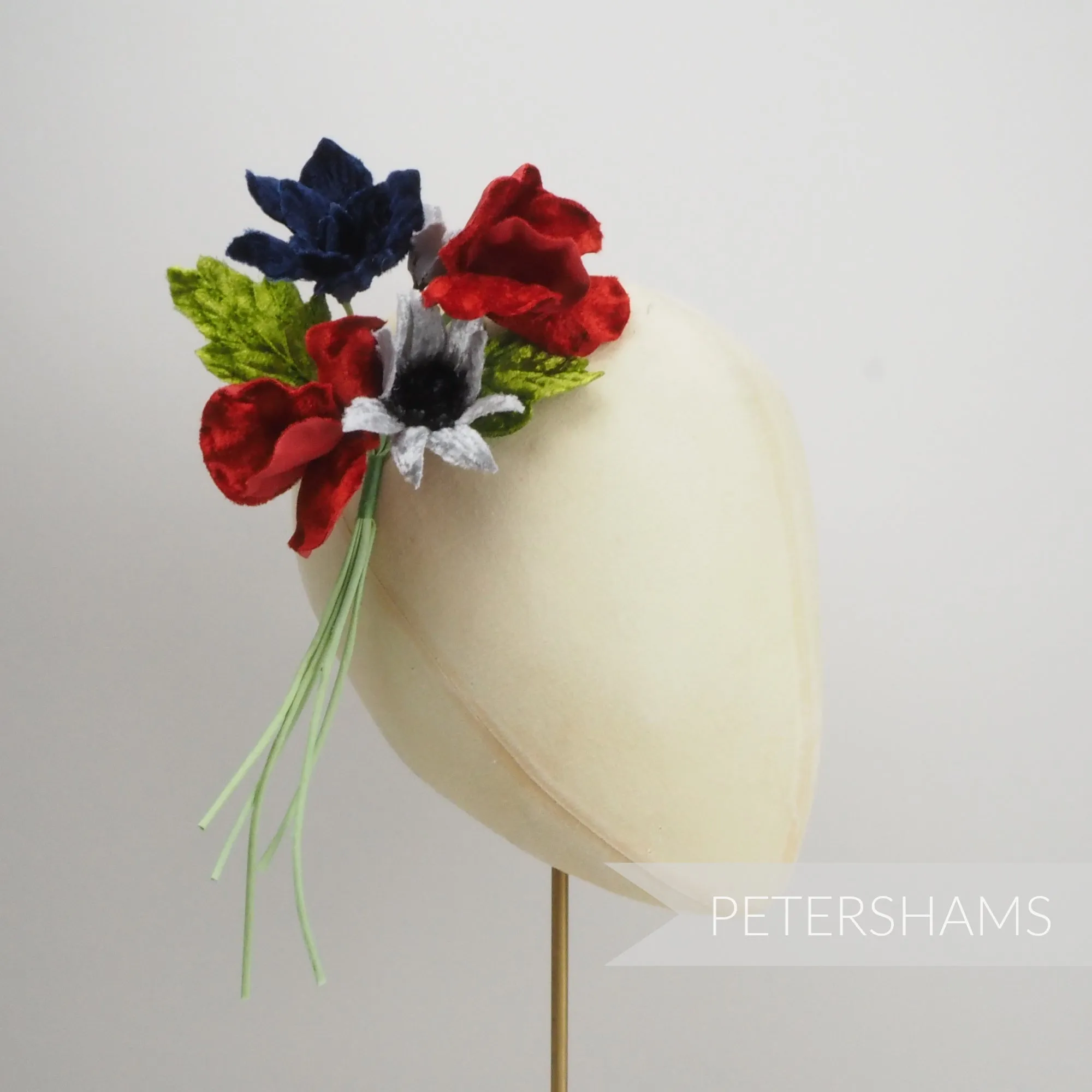 'Amelie' Vintage Velvet Flower Bunch Millinery Hat Mount