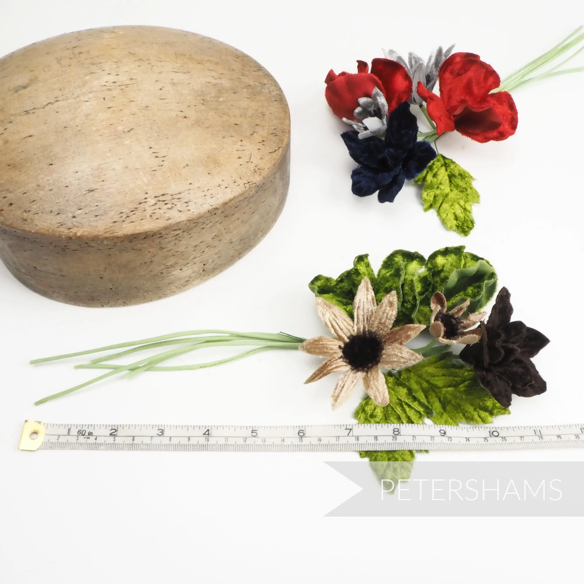 'Amelie' Vintage Velvet Flower Bunch Millinery Hat Mount