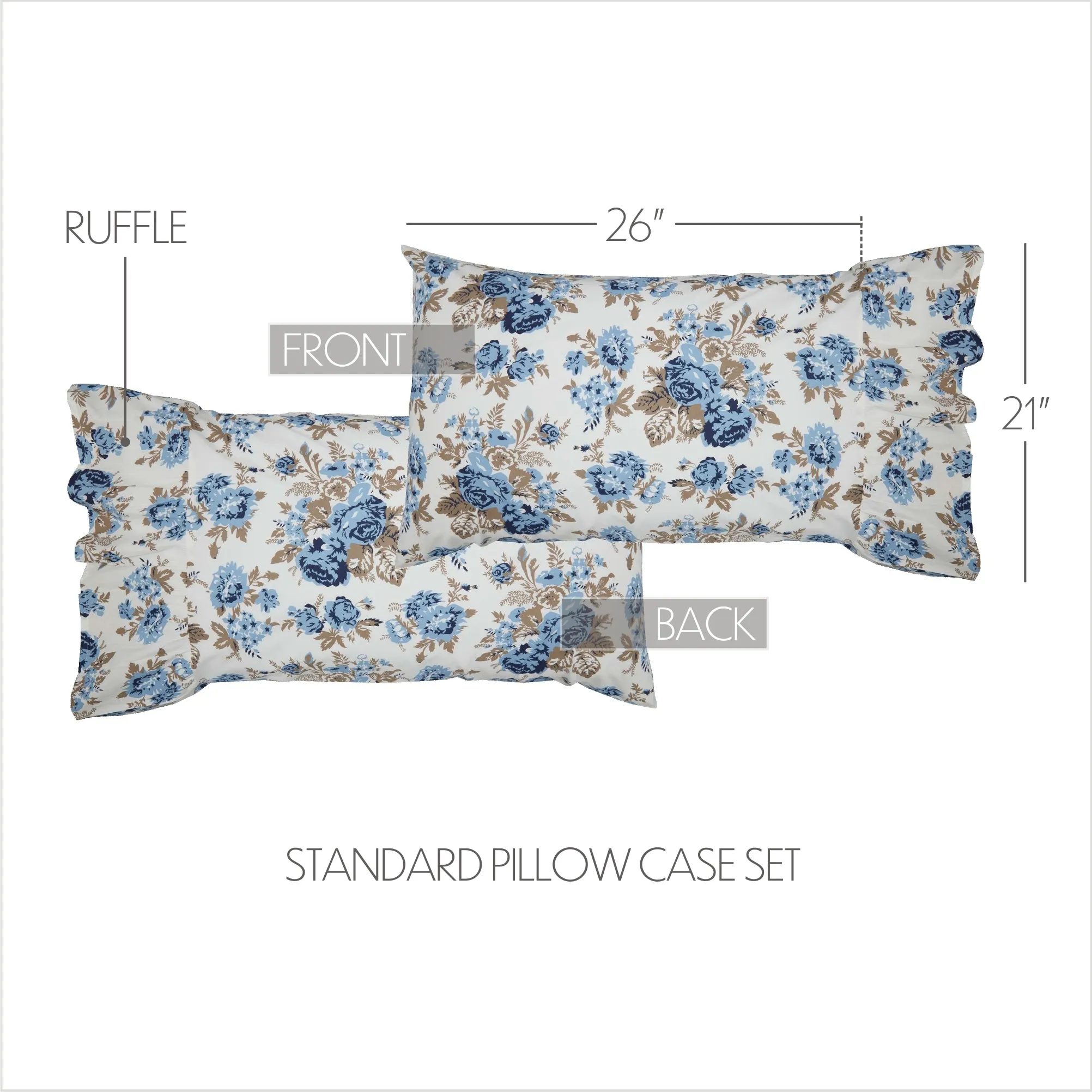 Annie Floral Ruffled Pillow Case Set of 2