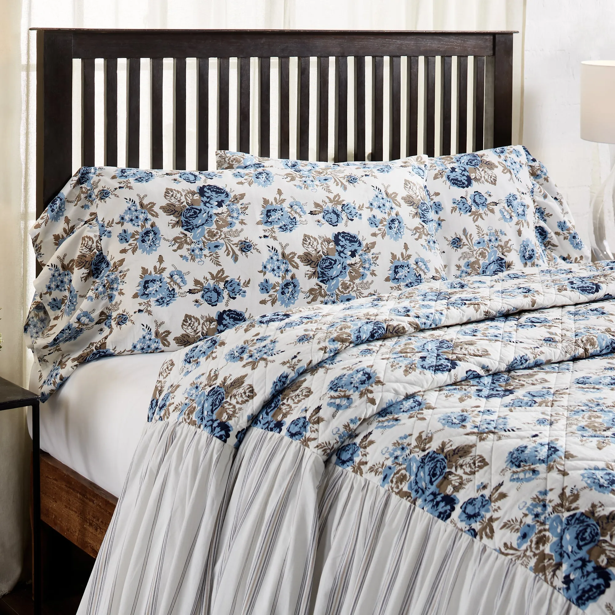 Annie Floral Ruffled Pillow Case Set of 2