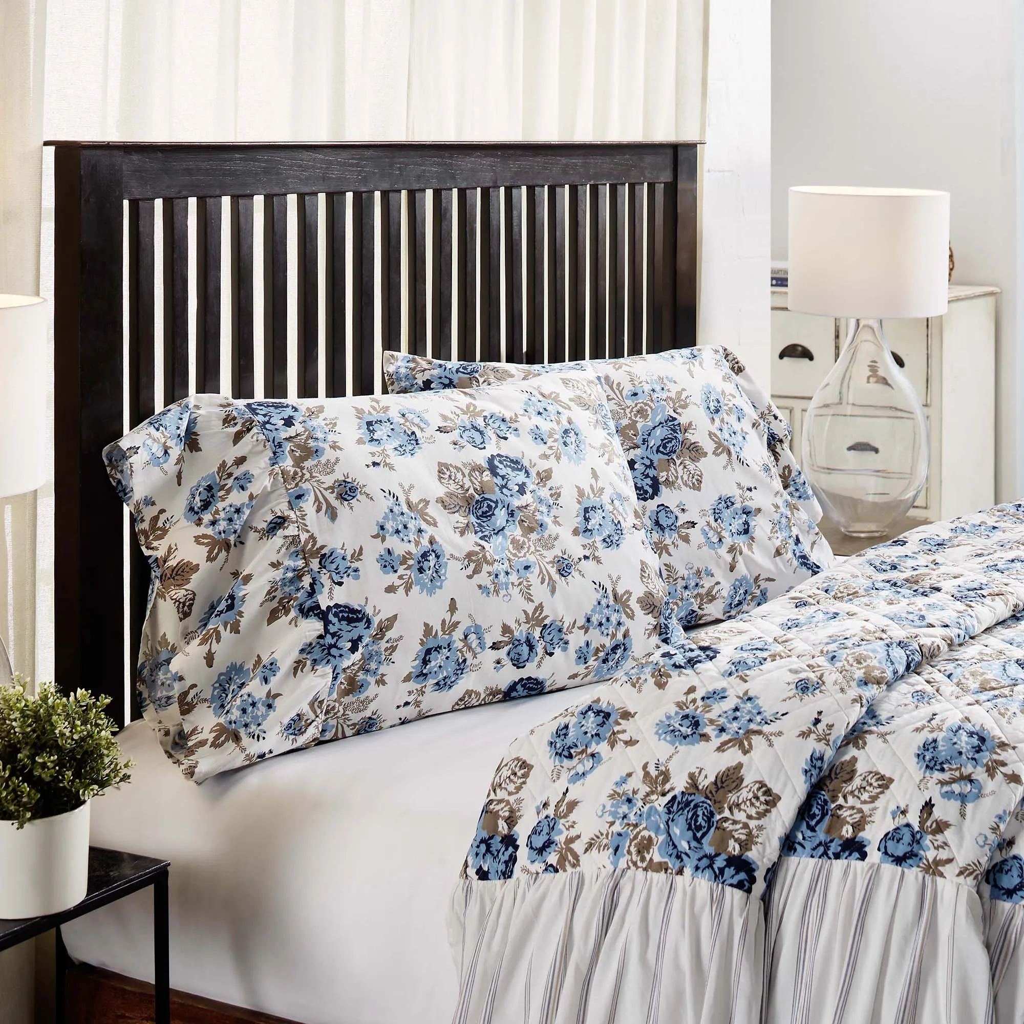Annie Floral Ruffled Pillow Case Set of 2
