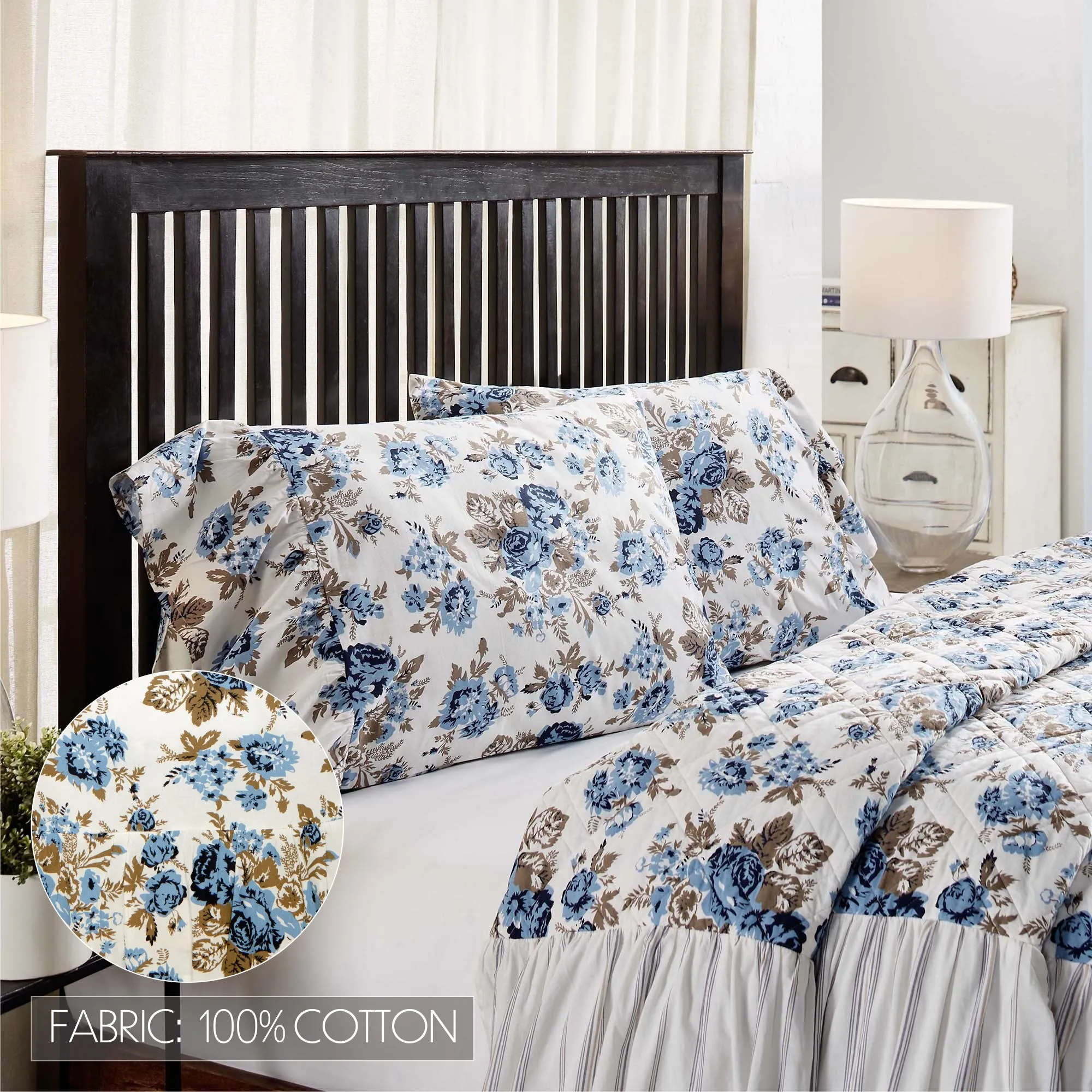 Annie Floral Ruffled Pillow Case Set of 2