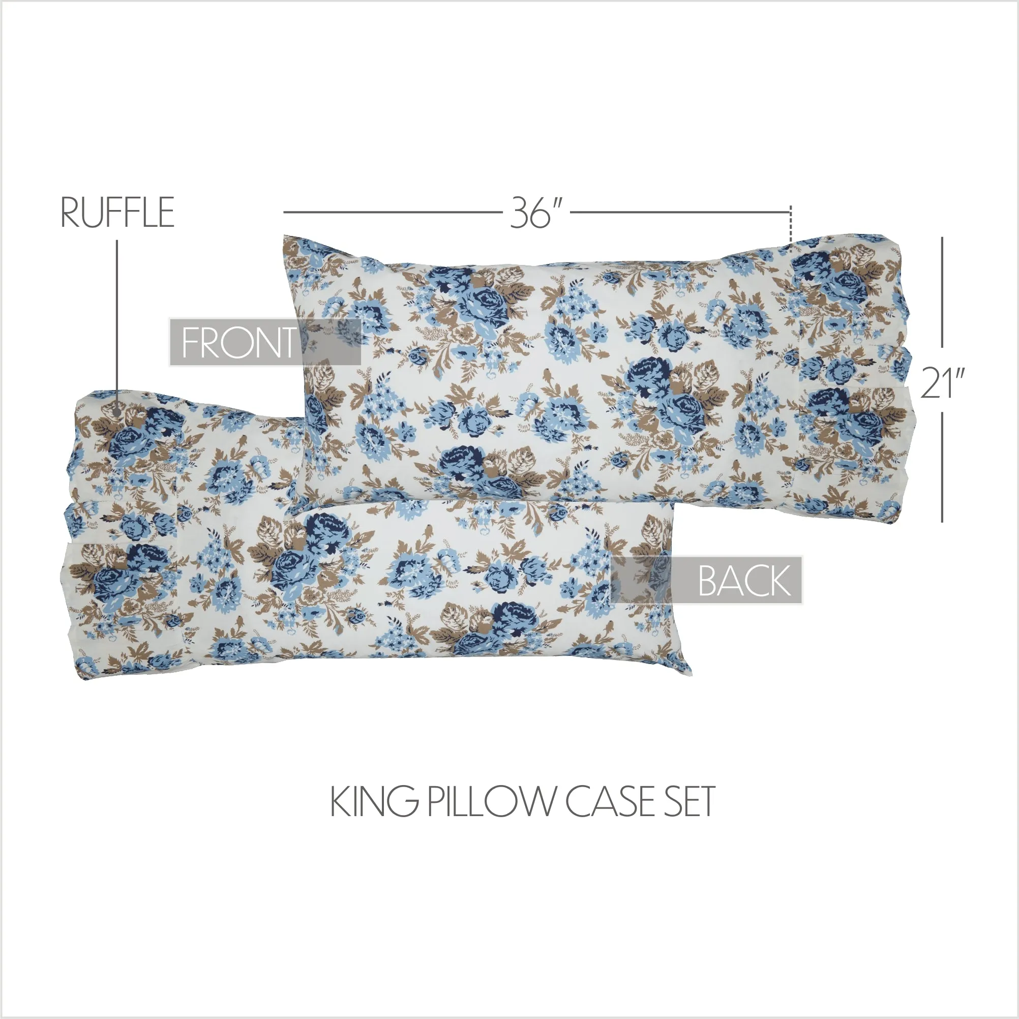 Annie Floral Ruffled Pillow Case Set of 2