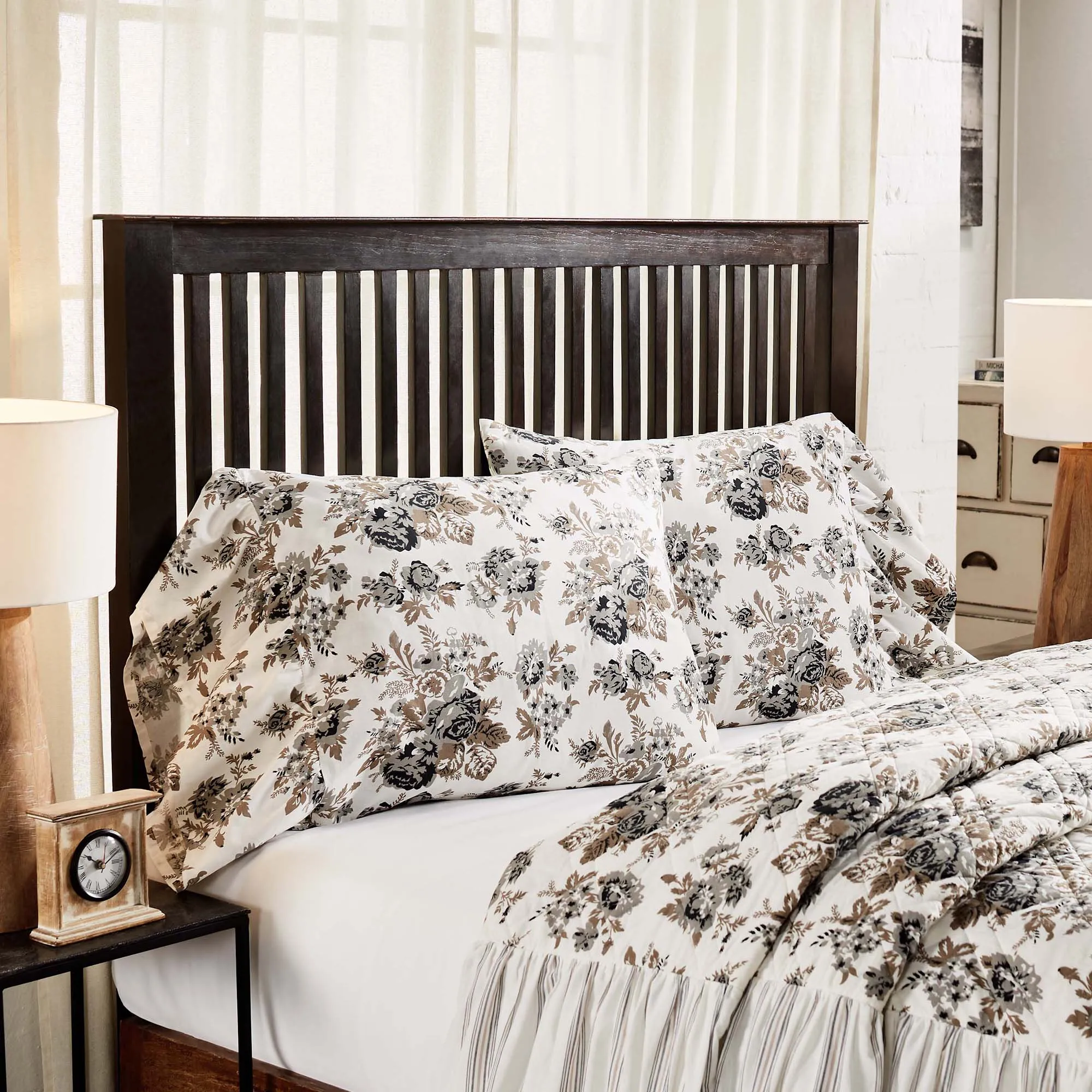 Annie Floral Ruffled Pillow Case Set of 2