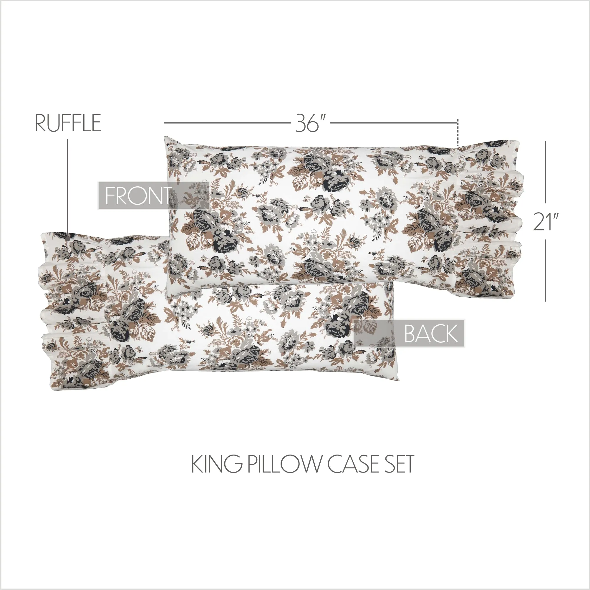 Annie Floral Ruffled Pillow Case Set of 2