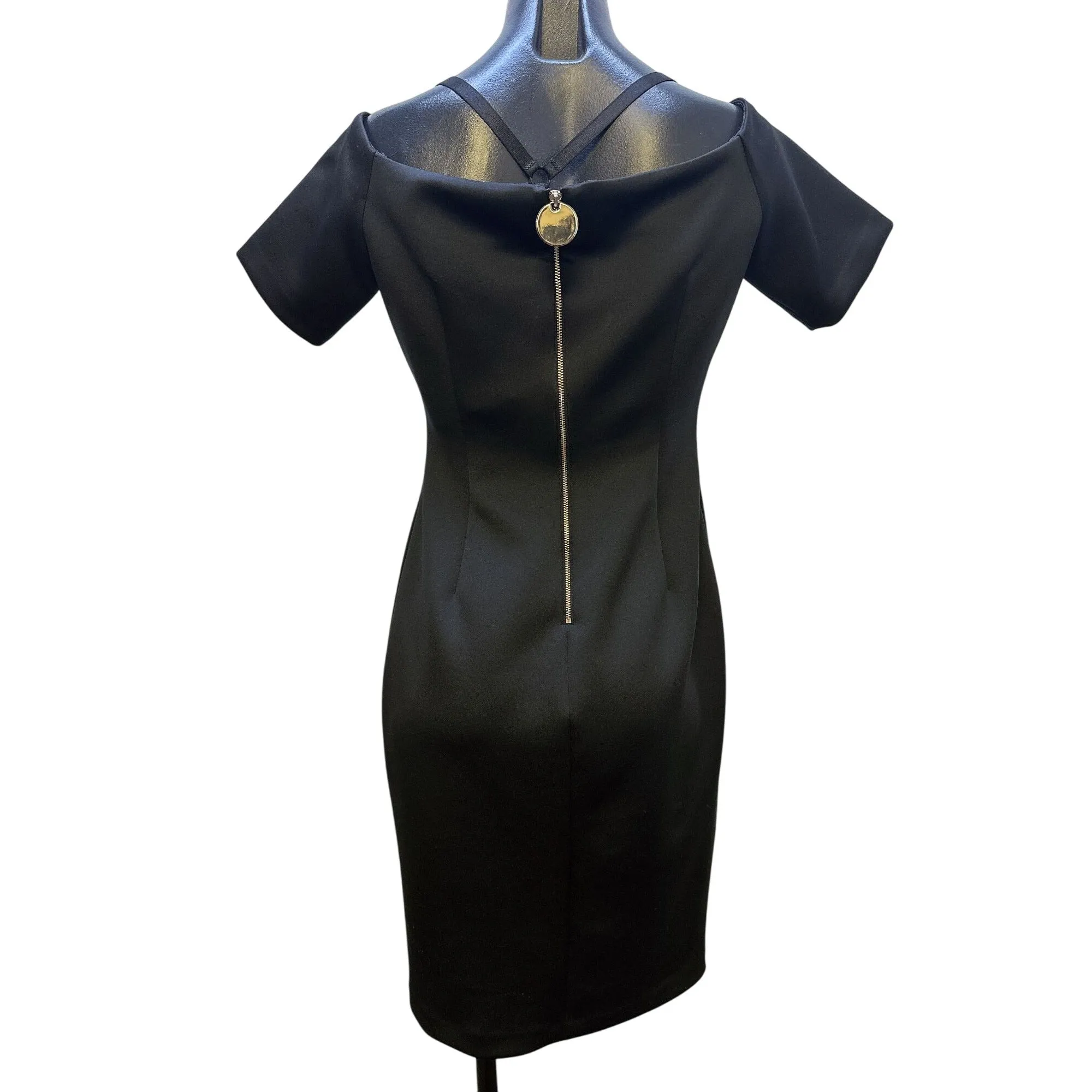 Calvin Klein Black Short-Sleeve Sheath Dress Size 6