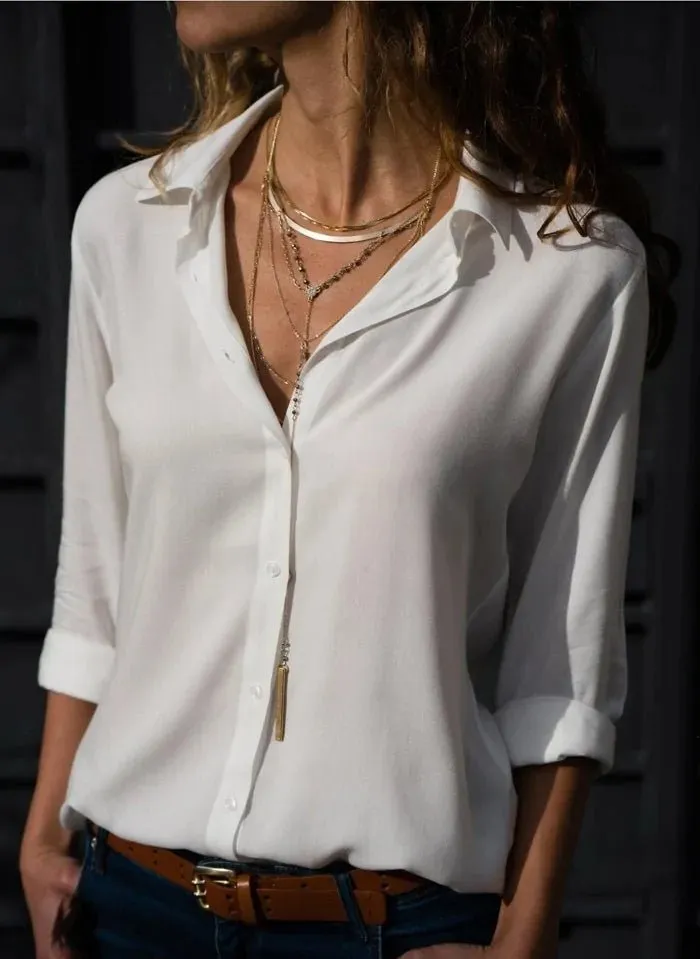 Classic Blouses long sleeves and Short sleeves solid color