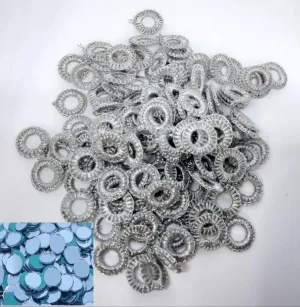 Crafteez Small Mirror Frames & Mirrors for Embroidery Works,Used in CHURIDHAR,Blouses,DHUPPATTA,SIZE-8mm Inner,1.7cm Outer,Color Silver (Pack of 50 Pcs Frame& 50 Mirror)