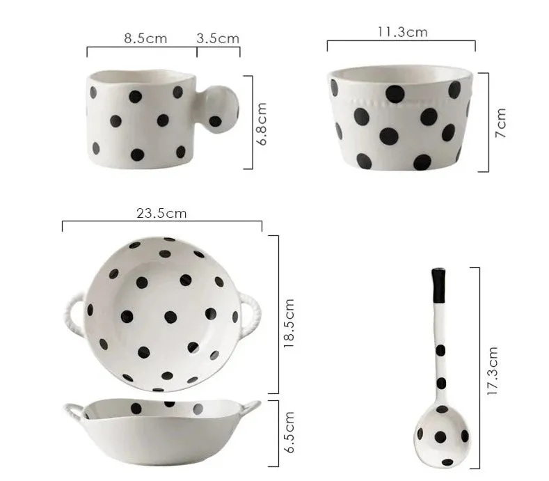 Creative Polka Dot Ceramic Dishes & Coffee Cups - Stylish Tableware for Every Occasion