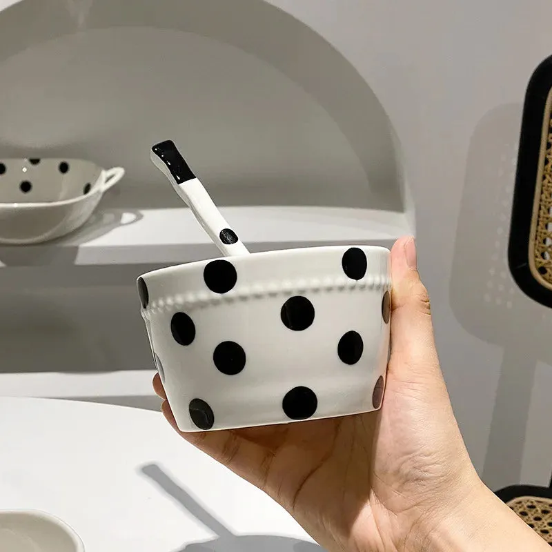 Creative Polka Dot Ceramic Dishes & Coffee Cups - Stylish Tableware for Every Occasion