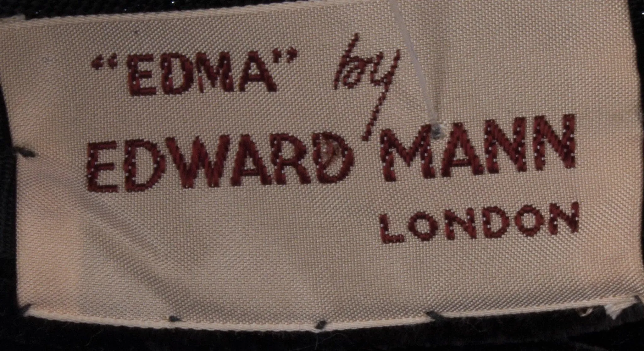 Fabulous Vintage Edward Mann "Edma" Black Velvet Pillbox Hat Size 51cm