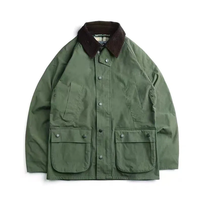 Firmranch Amekaji British Vintage Oil Wax Hunting Jacket Cargo Waterproof Trench Coat Fall Winter Blazer Men Women Free Shiping