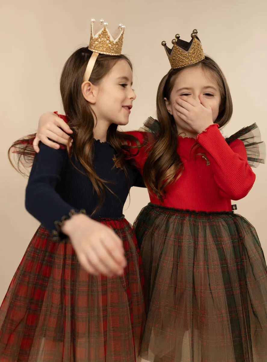 Girls Dresses | Checker Frill Tutu- Red | Petite Hailey