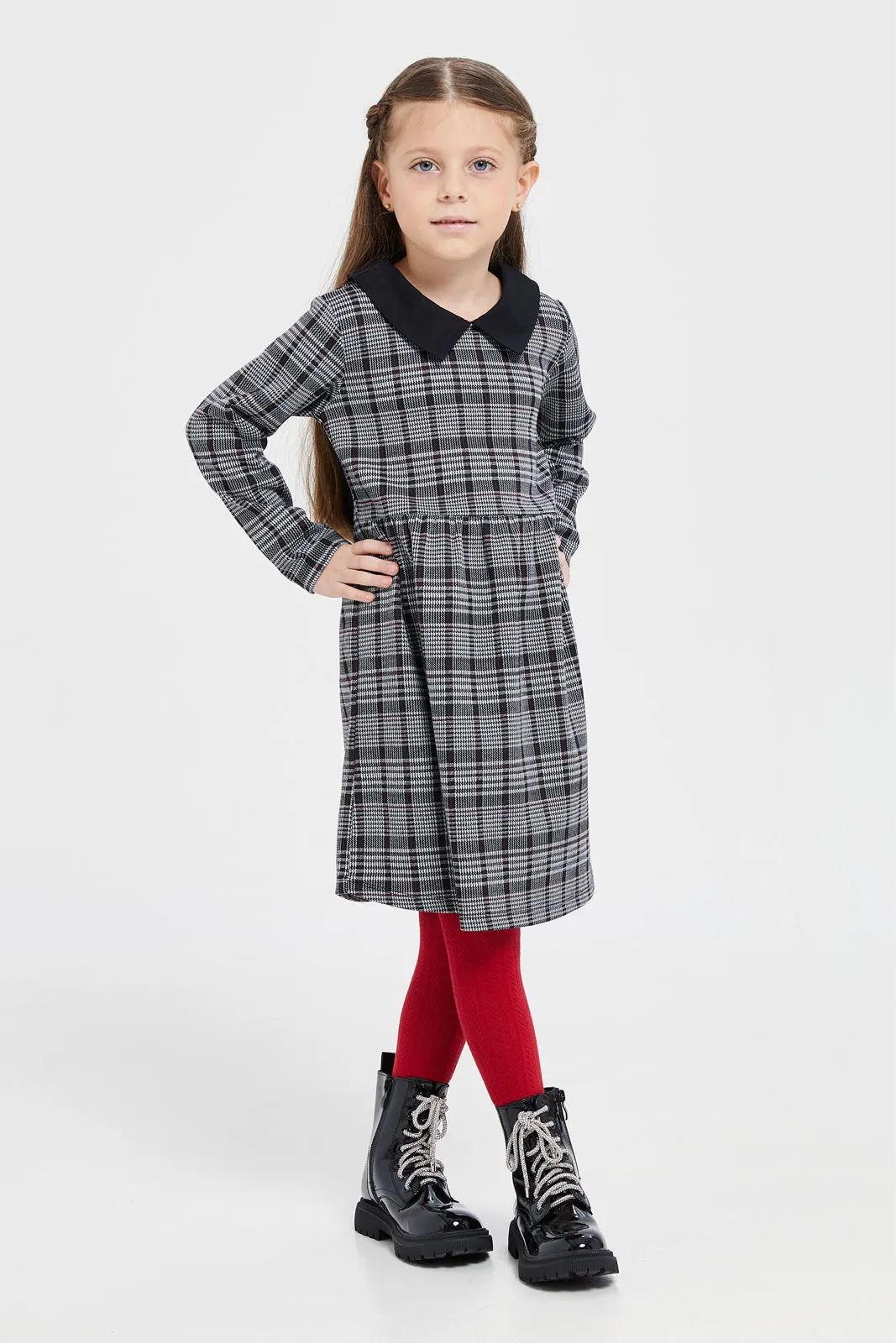 Girls Grey And Black Checkered