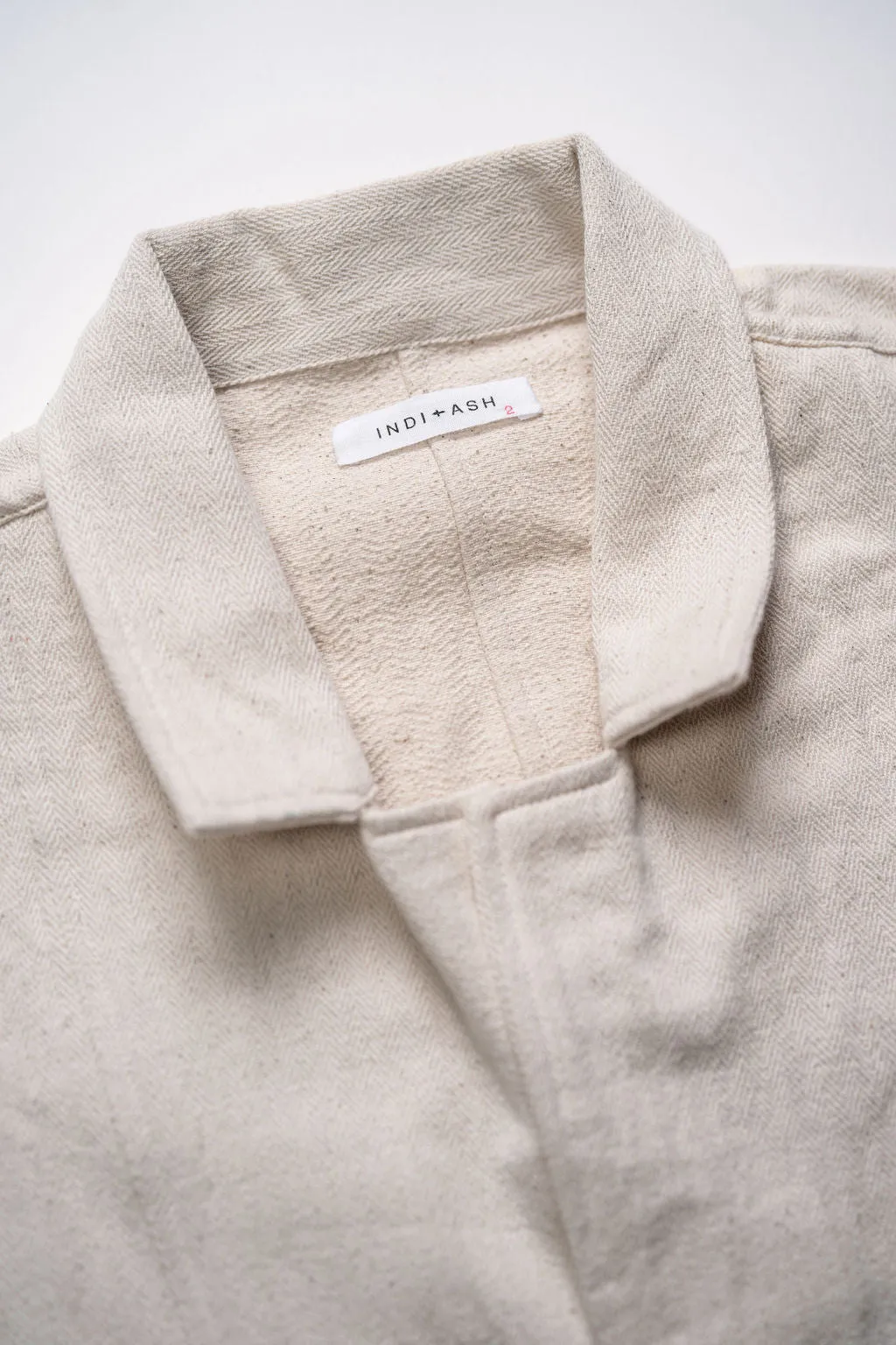 Indi   Ash Study Jacket - Handwoven Military Herringbone Natural