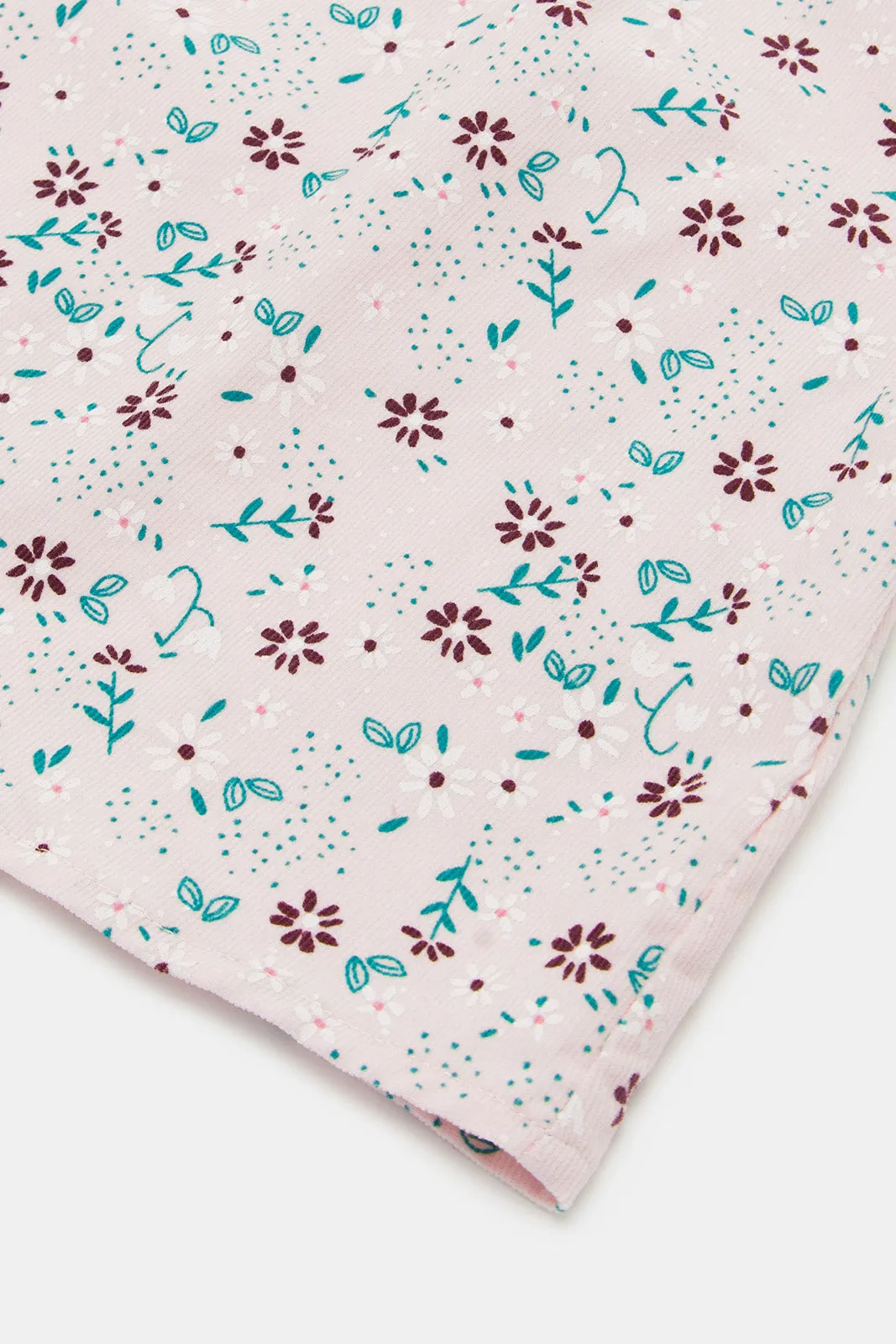 Infant Girls Pink Peter Pan Collar Printed Dress