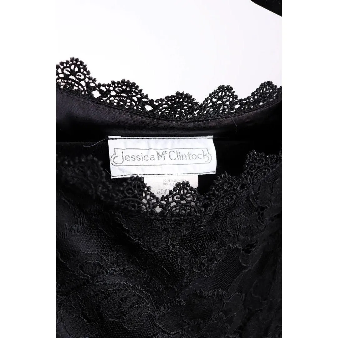 JESSICA MCCLINTOCK 1980's Black Velvet Dress |  Size 12 - L/XL