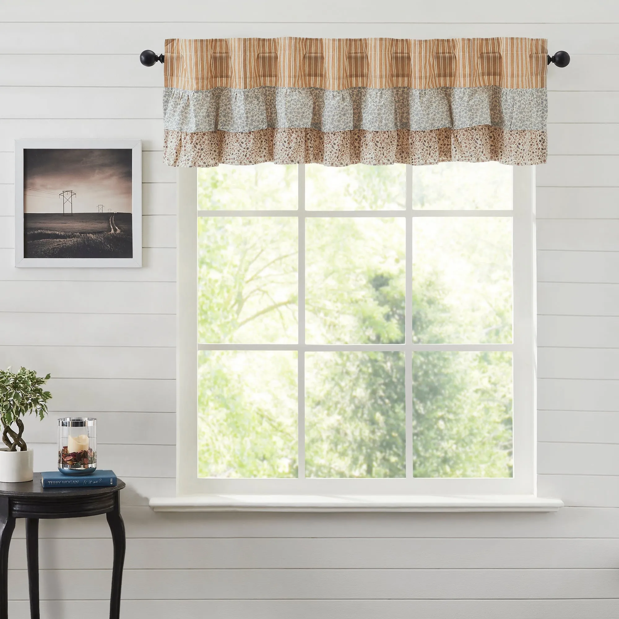Kaila Ticking Ruffled Valance