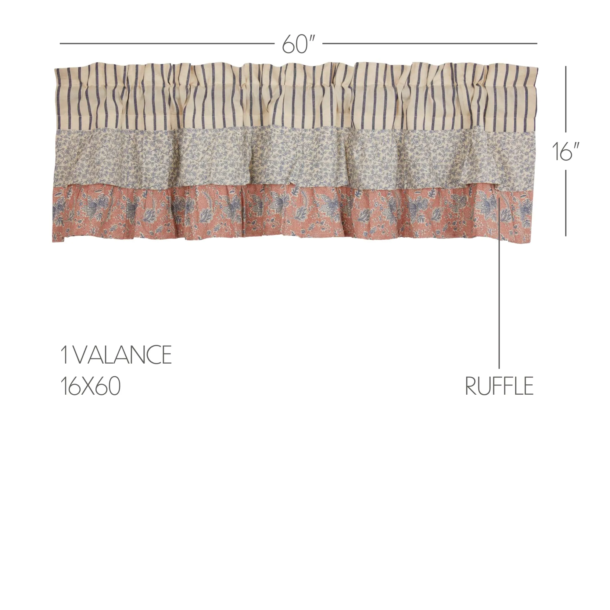 Kaila Ticking Ruffled Valance