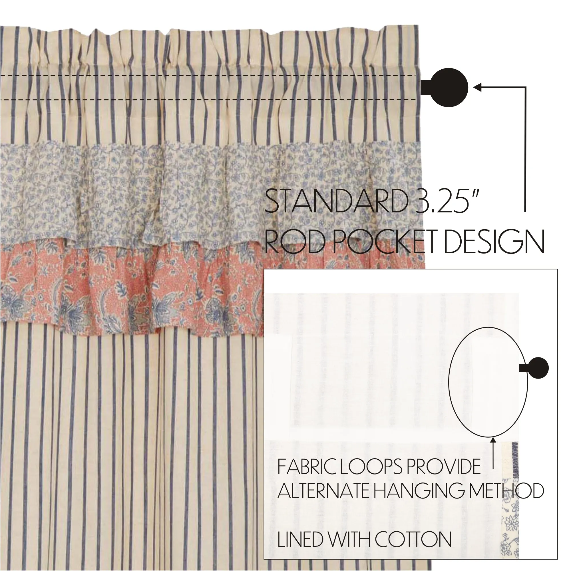 Kaila Ticking Ruffled Valance