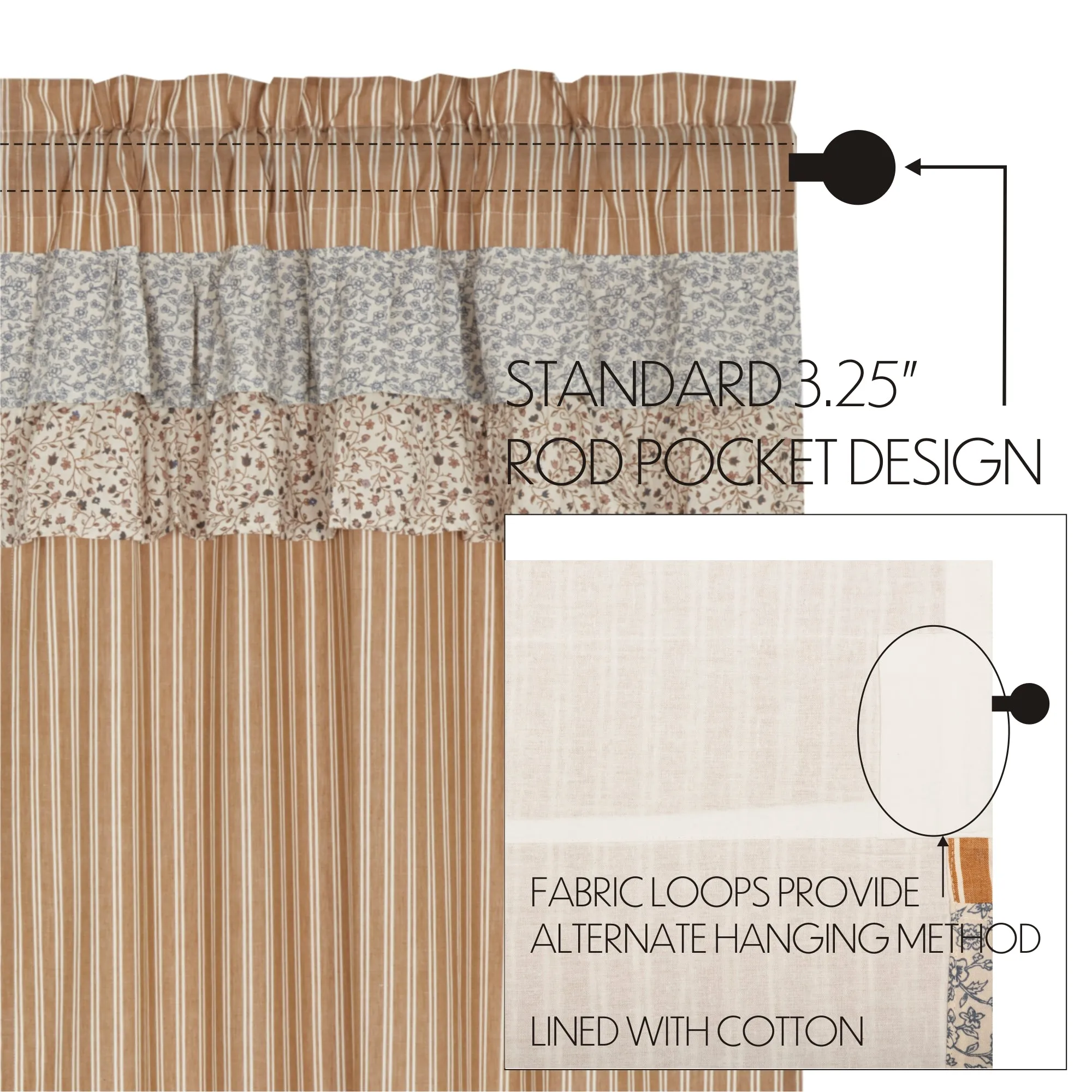 Kaila Ticking Ruffled Valance