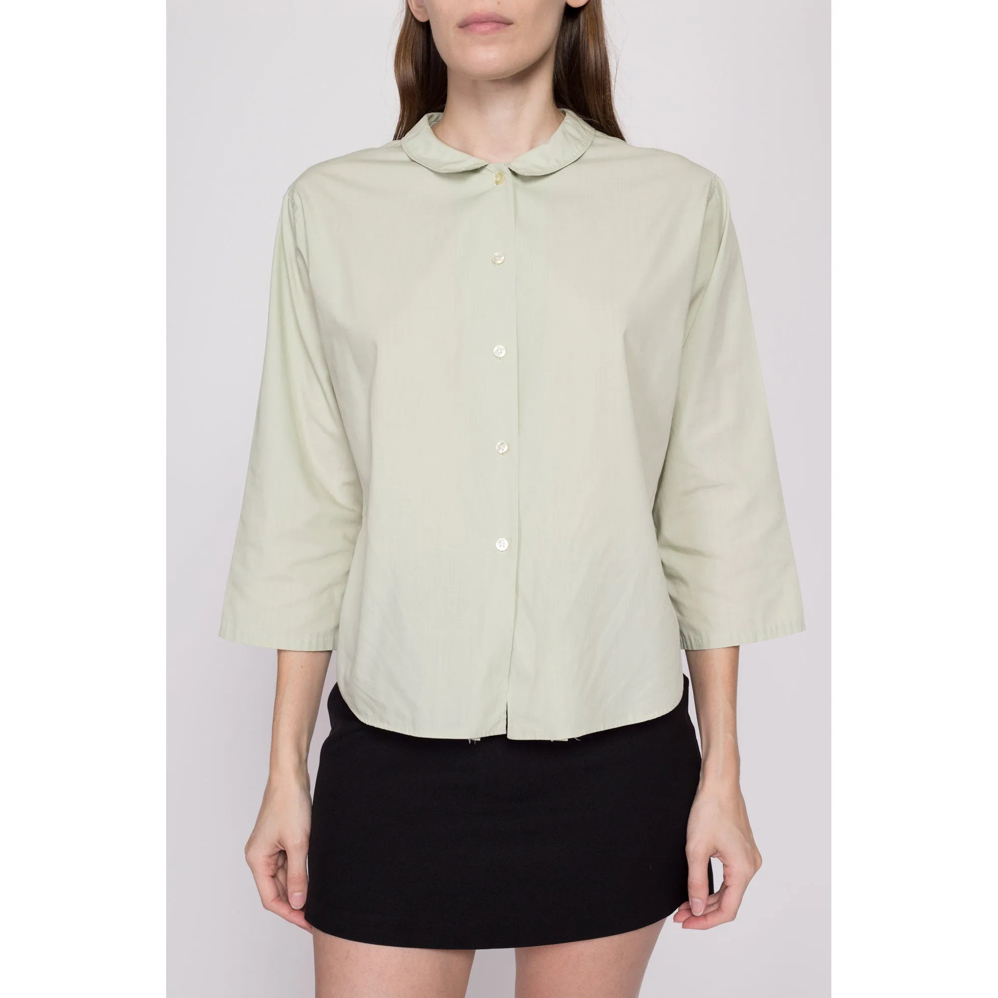 Large 50s 60s Sage Green Blouse