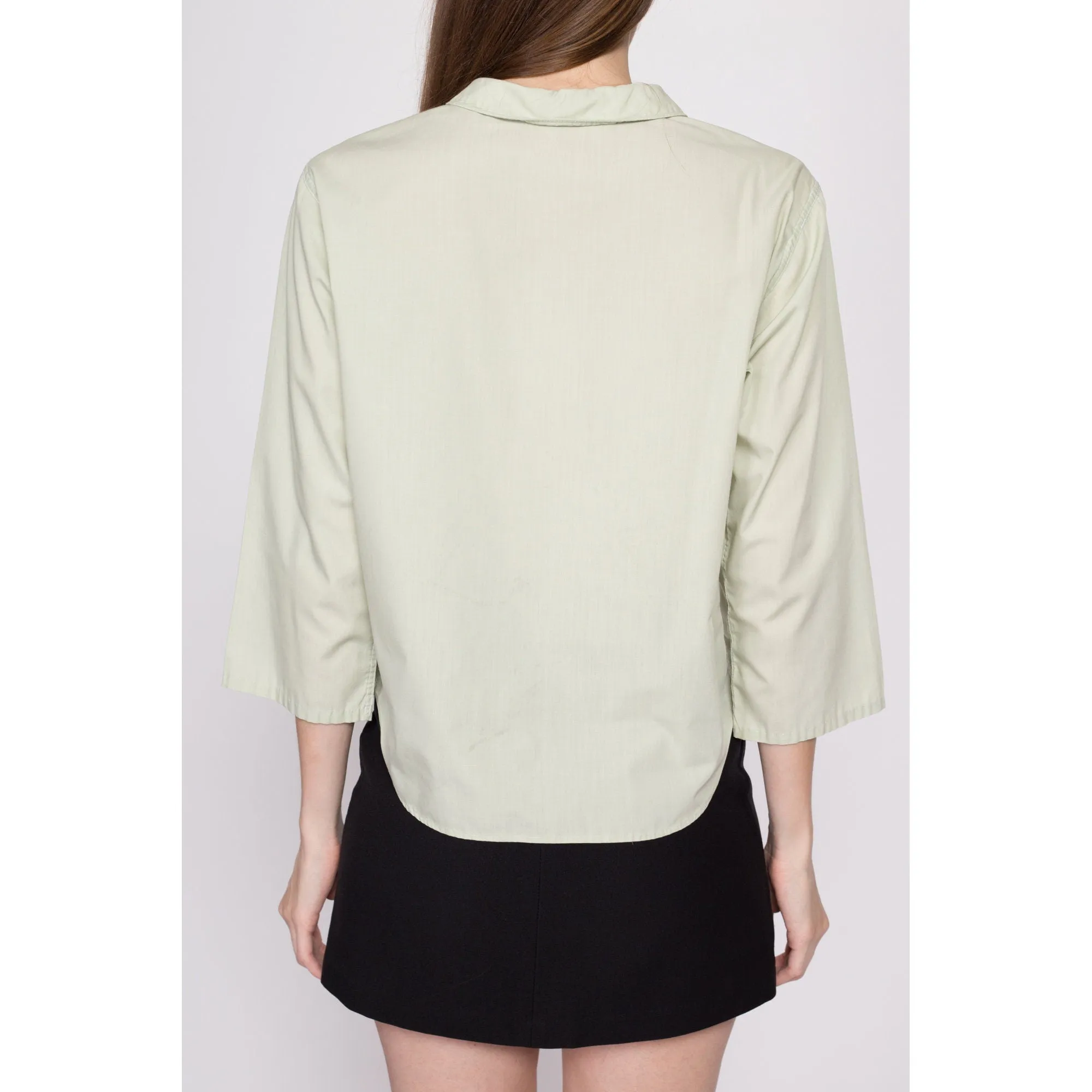 Large 50s 60s Sage Green Blouse