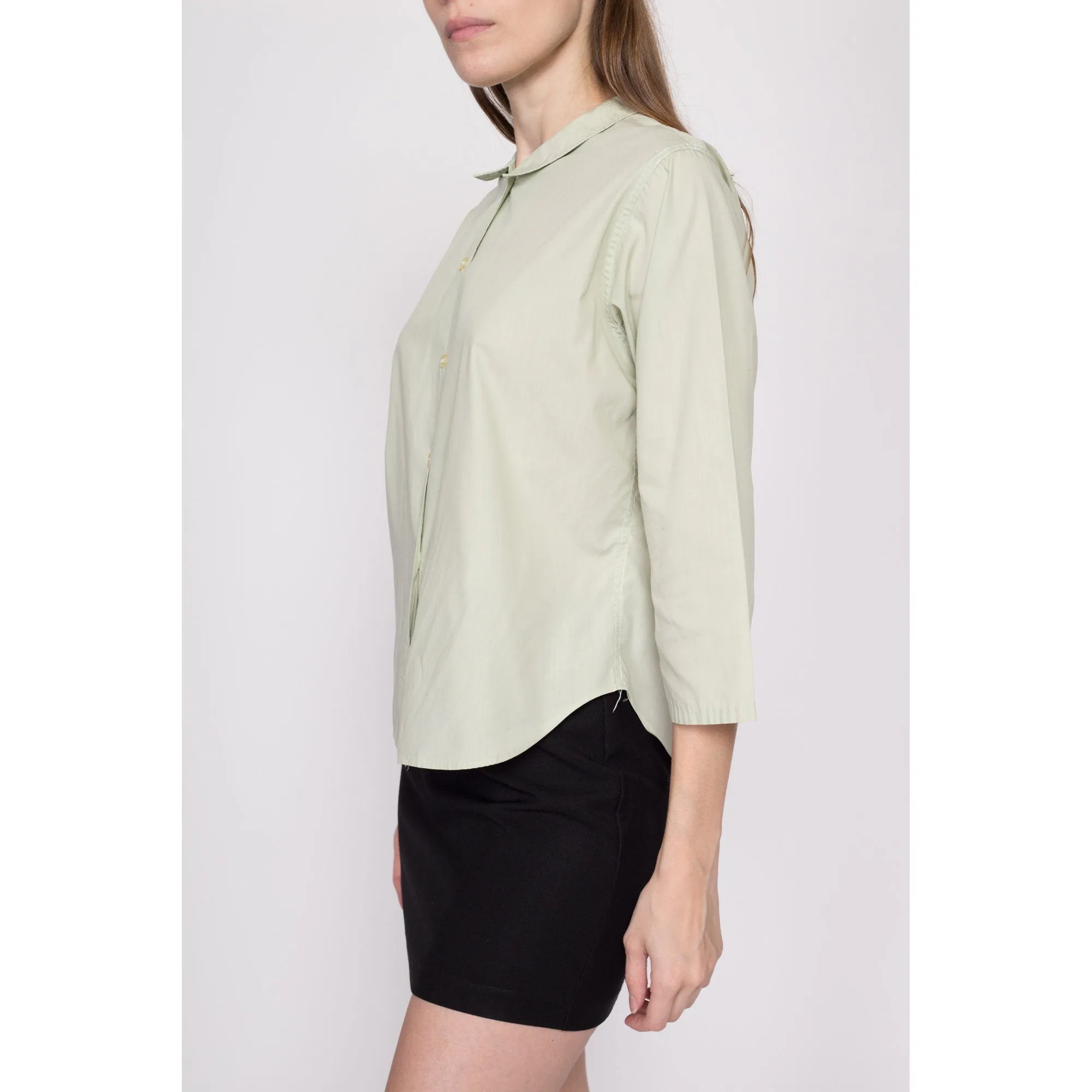 Large 50s 60s Sage Green Blouse