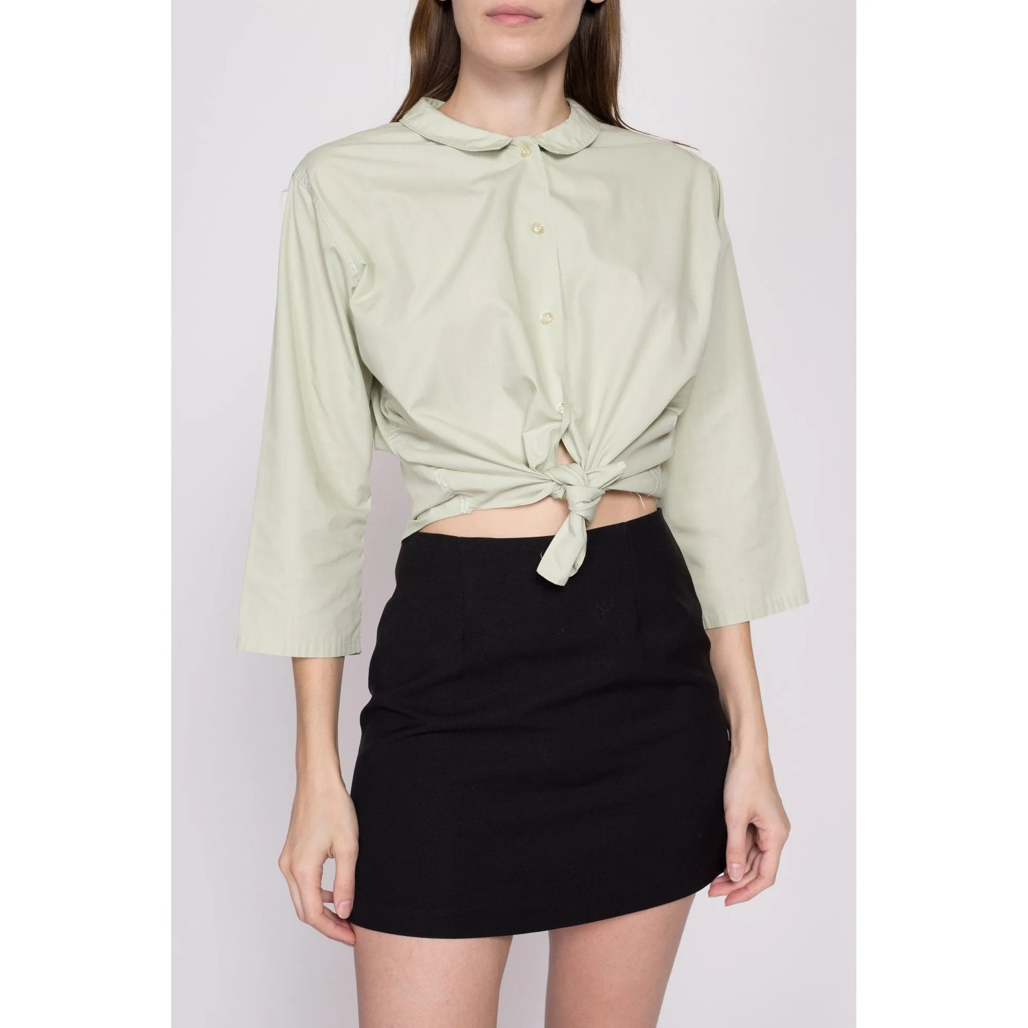 Large 50s 60s Sage Green Blouse