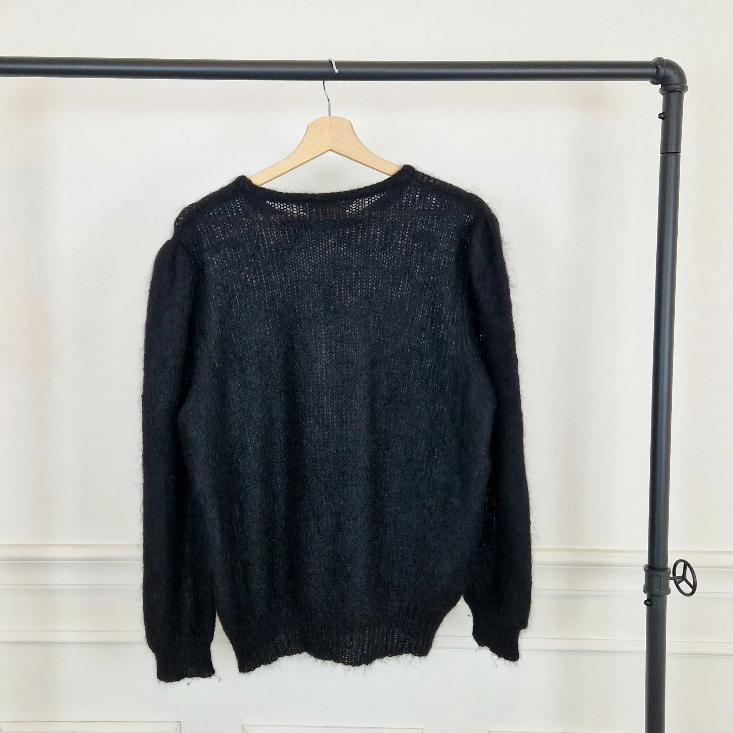 Maglione nero super kid mohair
