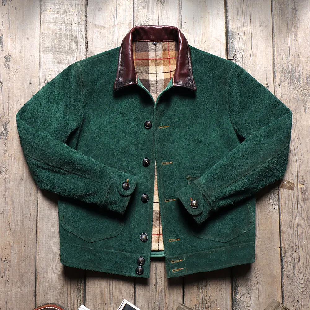 Men's 1920s Suede Ranch Jacket Green