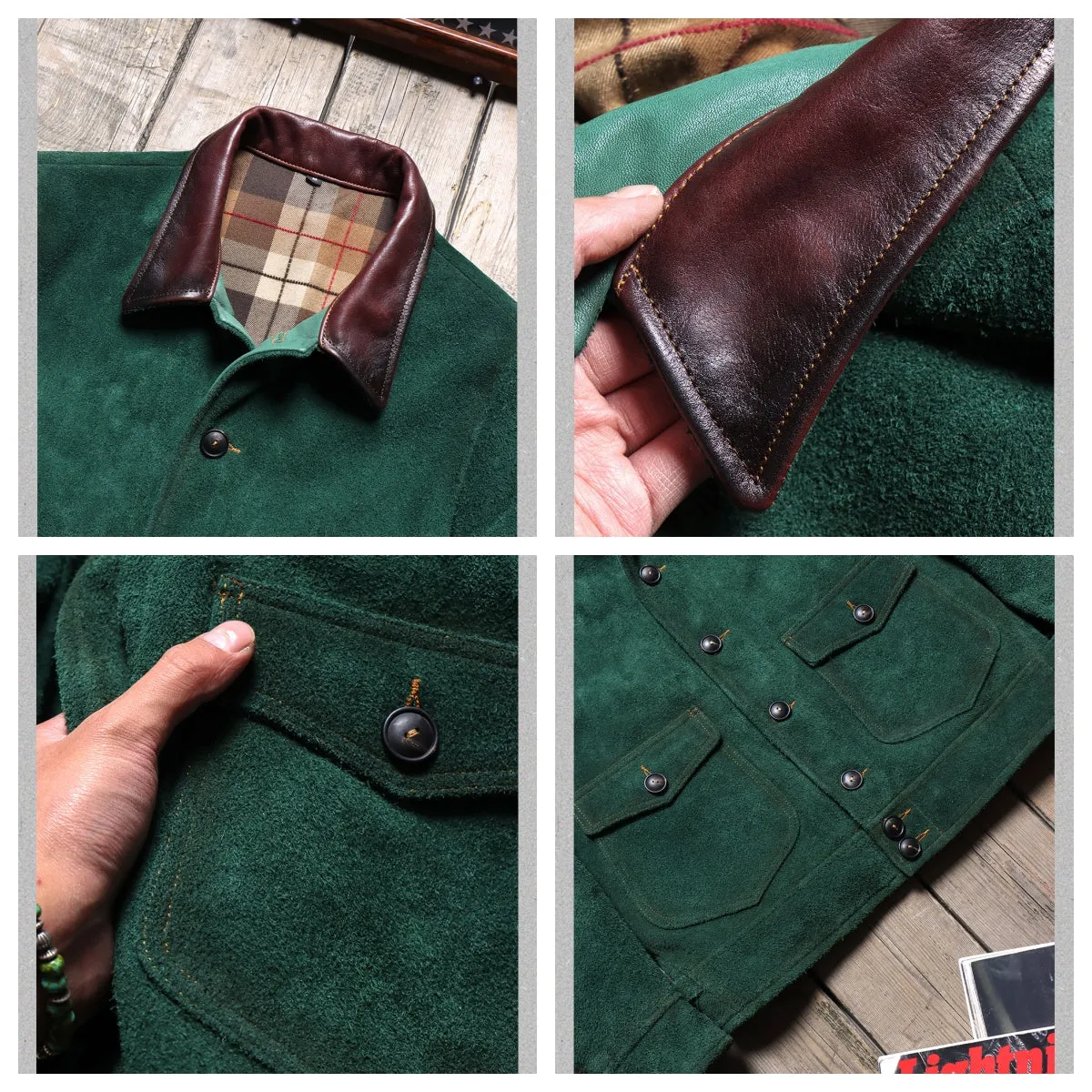 Men's 1920s Suede Ranch Jacket Green