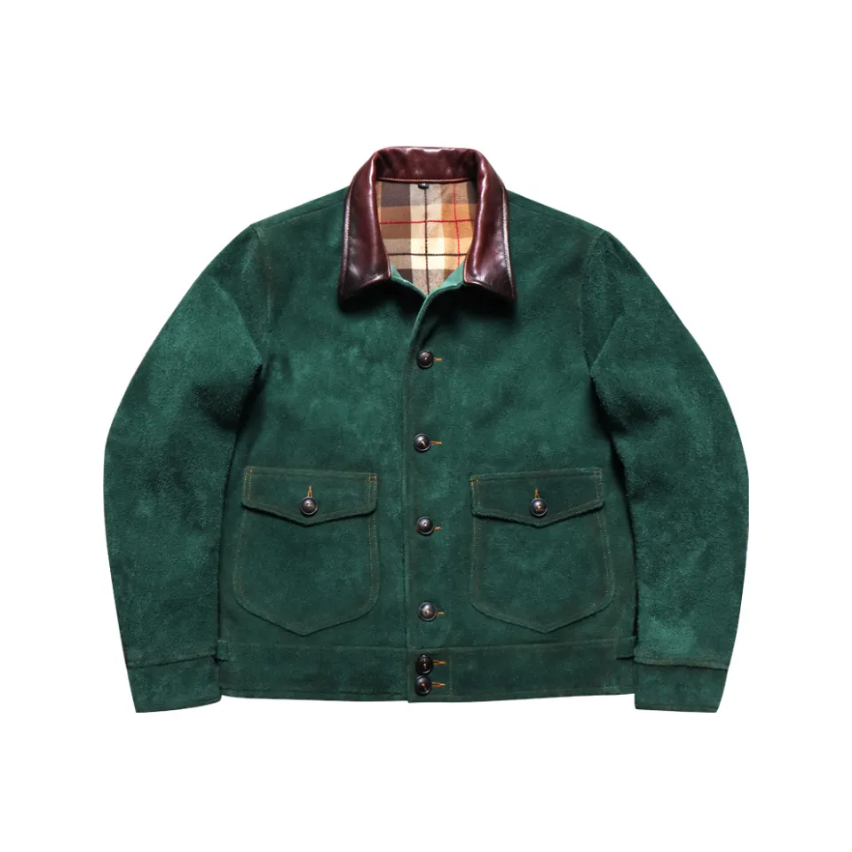 Men's 1920s Suede Ranch Jacket Green