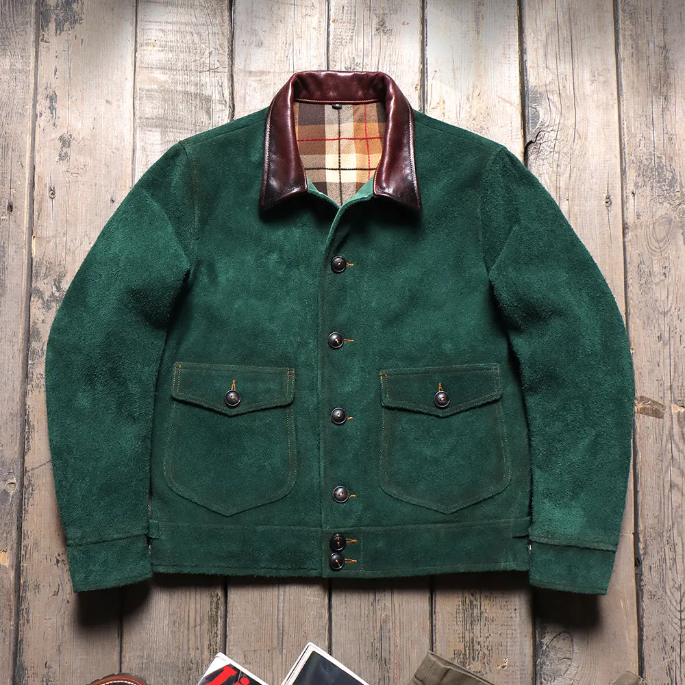 Men's 1920s Suede Ranch Jacket Green