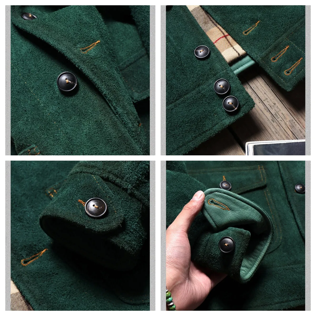 Men's 1920s Suede Ranch Jacket Green