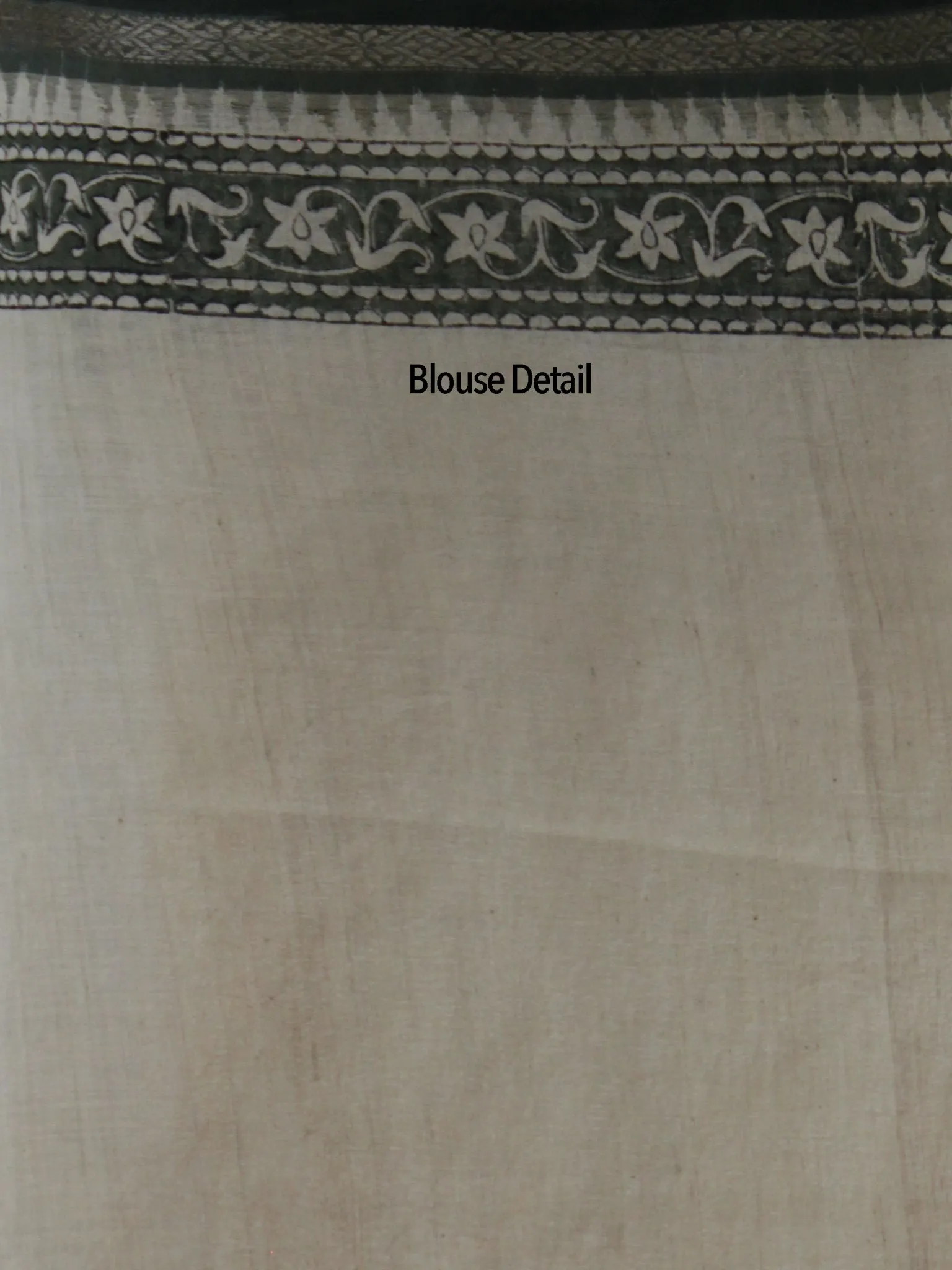 Off White Green Black Handloom Cotton Hand Block Printed Handloom Saree in Natural Dyes - S031702511