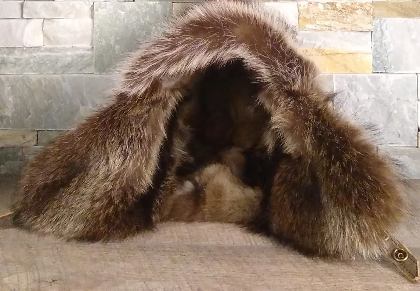 Raccoon Fur Aviator Hat, Antique Brown Leather - Antoine Model