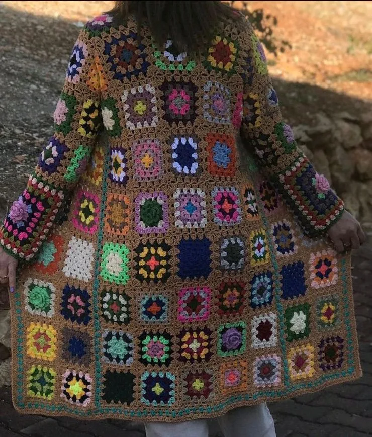 Reworked Ladies Open Top Coat made using Printed Crochet, Style # CR192