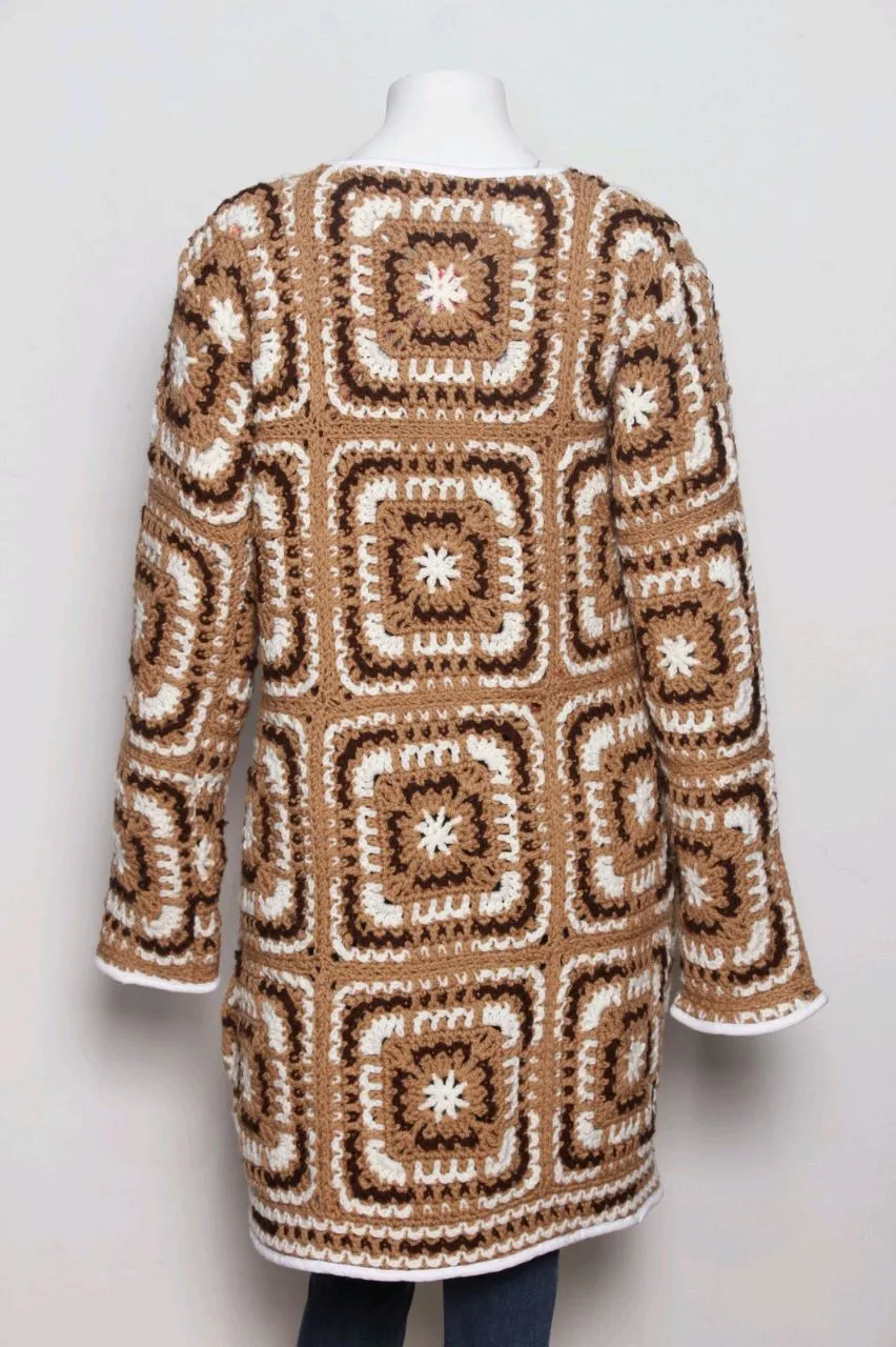 Reworked Ladies Open Top Coat made using Printed Crochet, Style # CR192