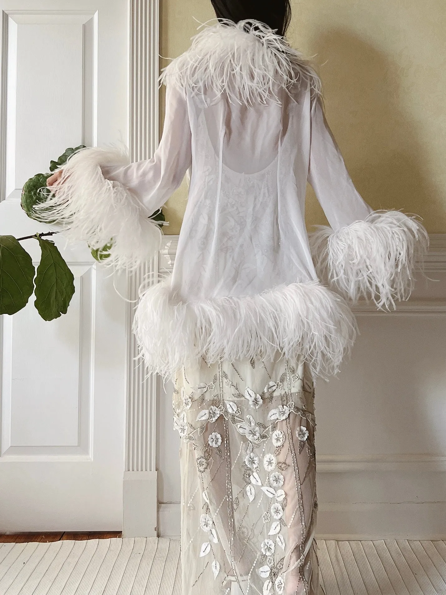 Silk Feather Dressing Robe - OSFM
