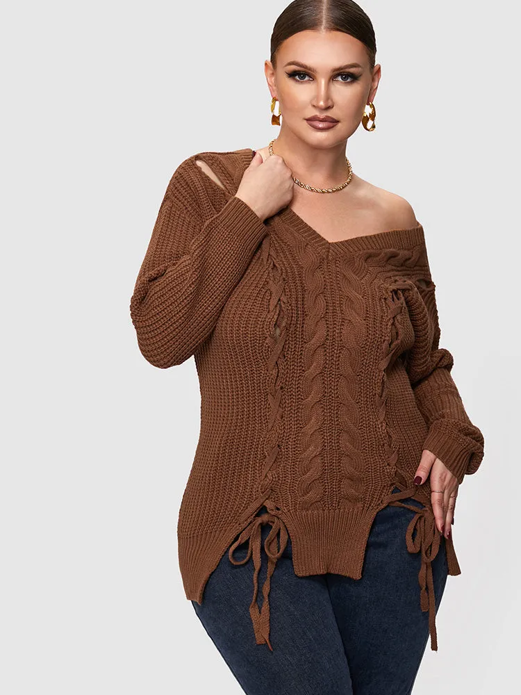 Solid Cable Knit Regular Sweaters