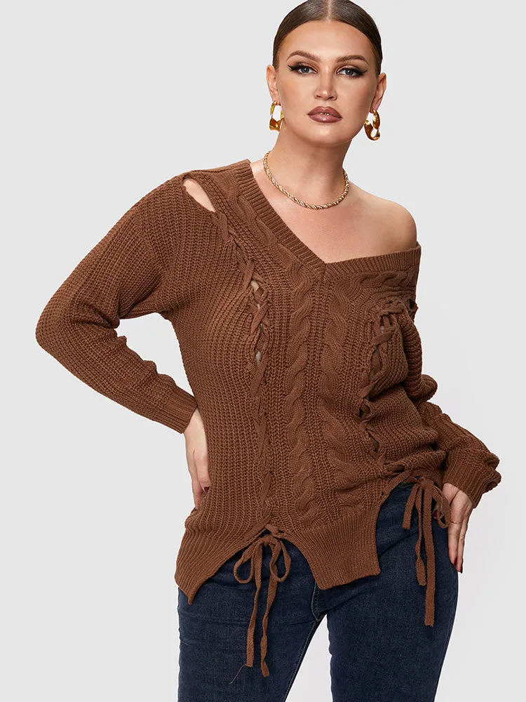 Solid Cable Knit Regular Sweaters