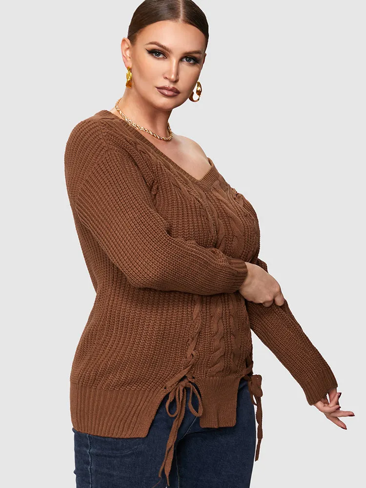 Solid Cable Knit Regular Sweaters